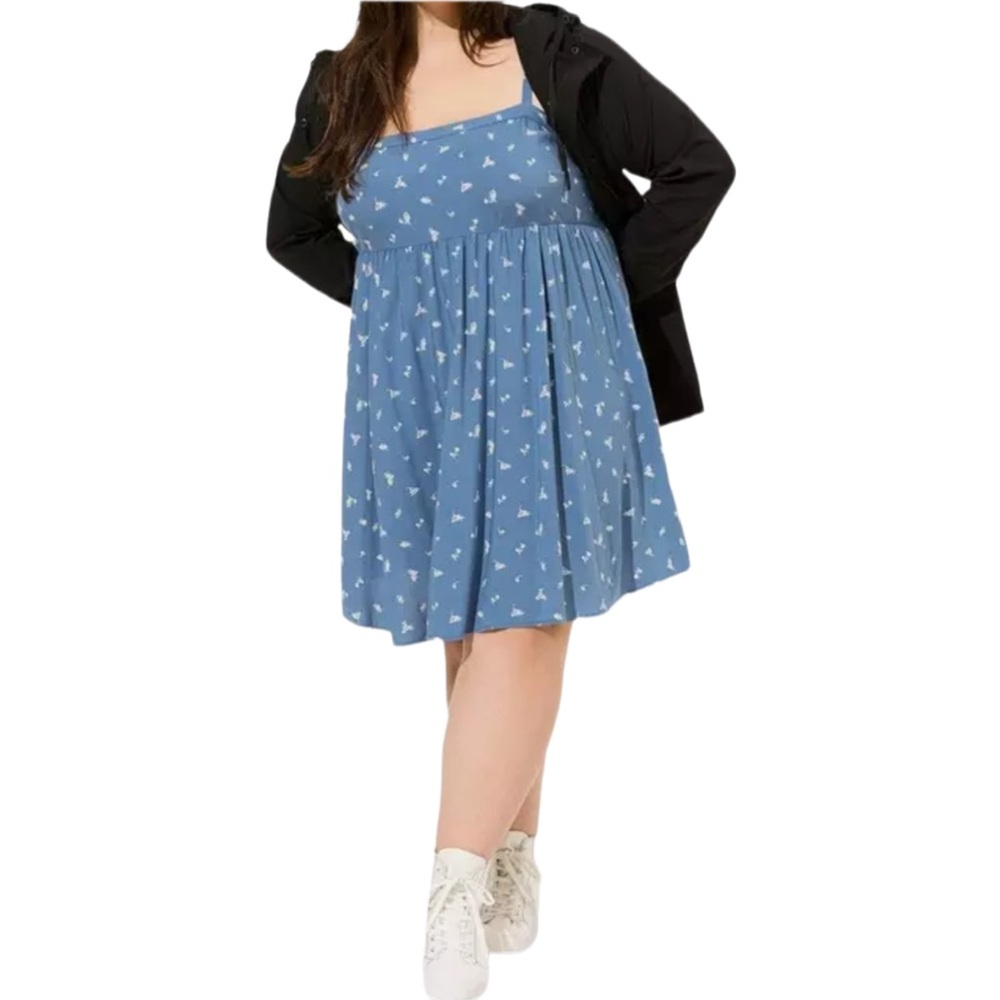 Torrid Mini Challis Sleeveless Sundress in Blue Size 12 Large Jumper
